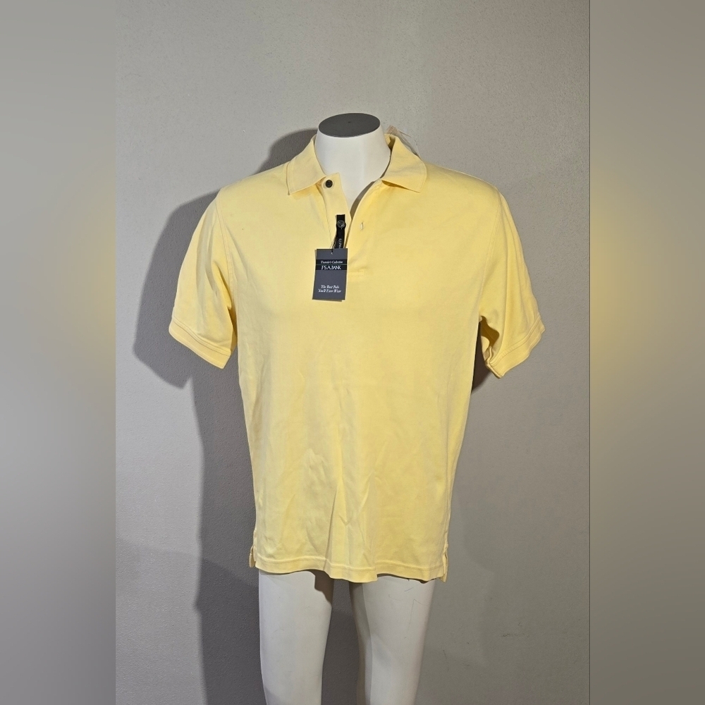 NWT JOS.A BANK Mens Medium Travelers Collection Yellow Polo Shirt Short Sleeve
